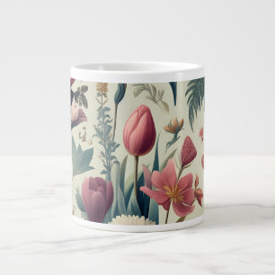 Caneca De Café Grande Descubra o Padrão Botânico Floral de Primavera Inc