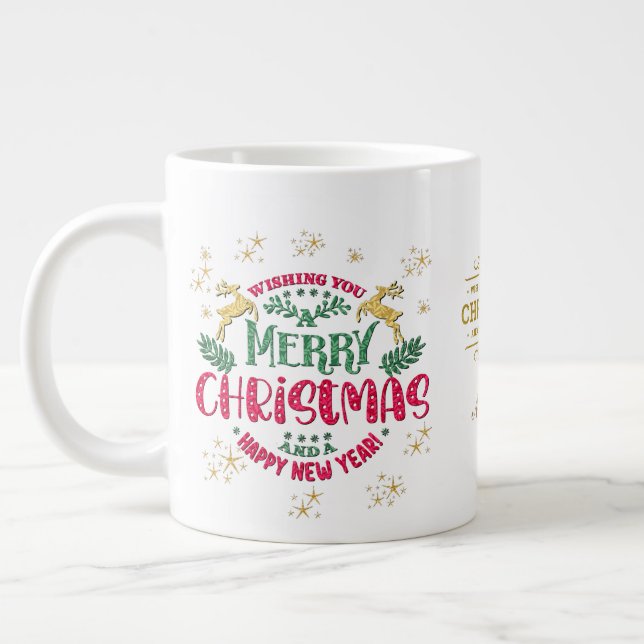 Caneca De Café Grande Desejo-lhe um Feliz Natal e um Feliz ano novo (Esquerda)