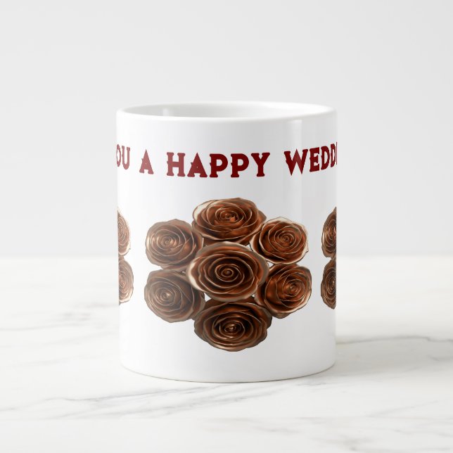CANECA DE CAFÉ GRANDE DESEJO UM FELIZ DIA DE CASAMENTO. (Frente)