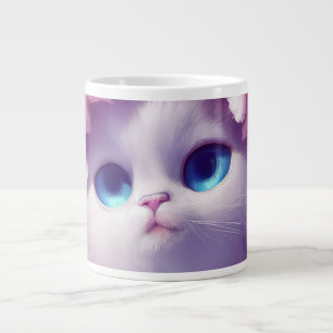 Caneca De Café Grande Desenho animado de um flutuante gatinho bebê com o