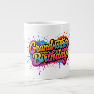 Caneca De Café Grande Desenho Colorido de Tinta Salpicada para Aniversár