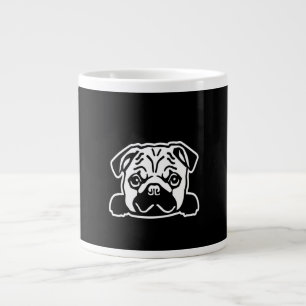 Caneca De Café Grande Desenho Da Face Do Cachorro  Amantes Pug