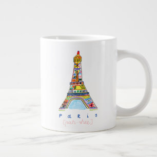 Caneca De Café Grande Desenho da Ponta de Sentido de Paris