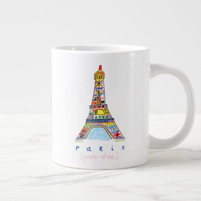 Caneca De Café Grande Desenho da Ponta de Sentido de Paris (Direita)