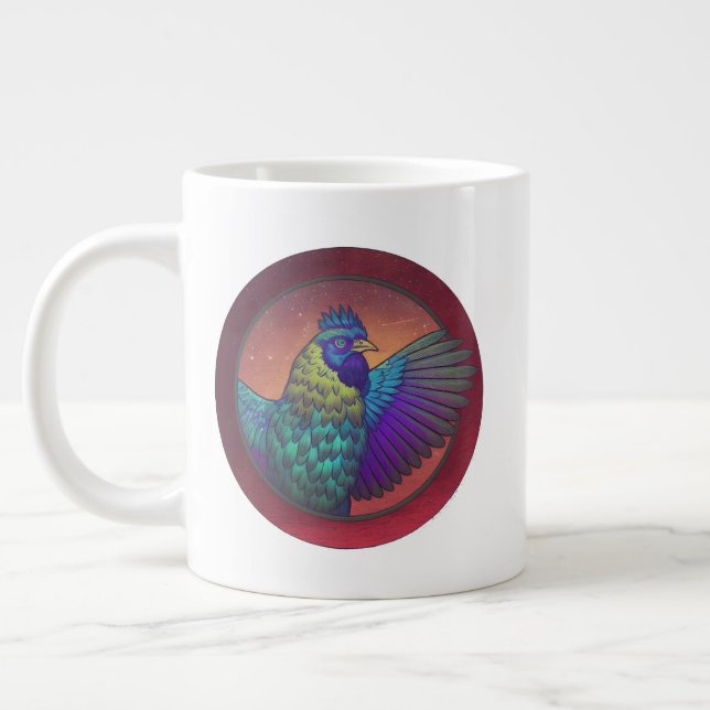 Caneca De Café Grande desenho de círculo de galinha (Esquerda)
