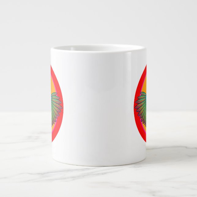 Caneca De Café Grande desenho de círculo de galinha (Frente)