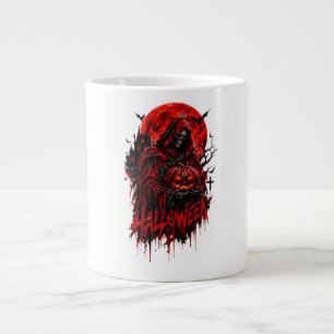 Caneca De Café Grande Desenho de Halloween da Morte Abóbora Horror Gótic