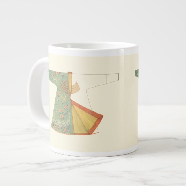 Caneca De Café Grande Desenho de Kimono semiacabado (Frente Esquerda)