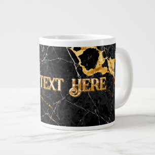 Caneca De Café Grande Desenho de Mármore Nero Portoro Luxo Preto Dourado