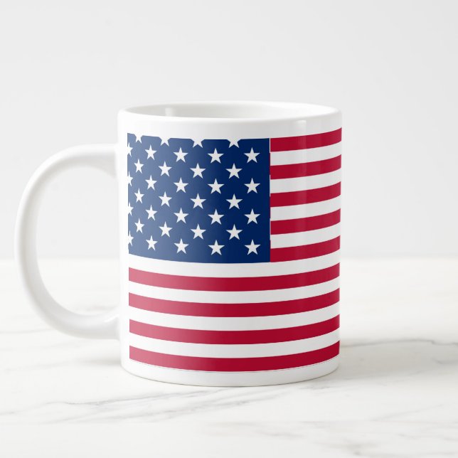 Caneca De Café Grande Desenho de Orgulho da Bandeira Americana dos EUA (Esquerda)