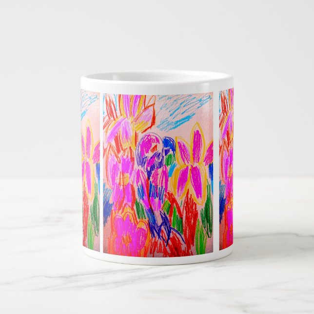 Caneca De Café Grande Desenho de papagaio (Frente)