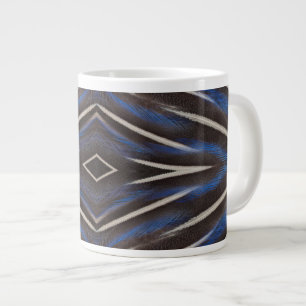 Caneca De Café Grande desenho de pena de galinha d'angola diamante