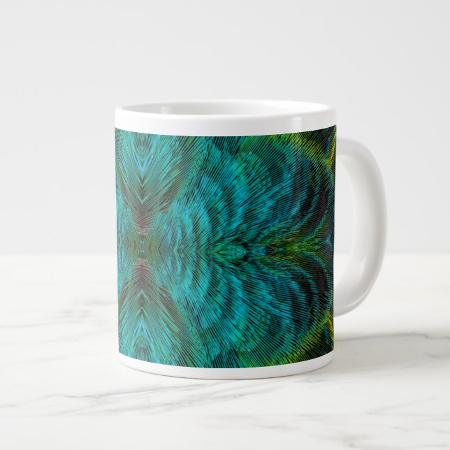 Caneca De Café Grande Desenho de Pena em Caleidoscópio (Frente Esquerda)