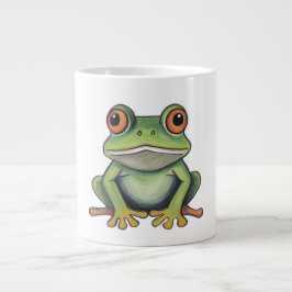 Caneca De Café Grande Desenho de sapo com lápis de cor