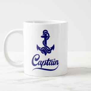 Caneca De Café Grande Desenho Náutico Âncora de Barco à Vela Capitão