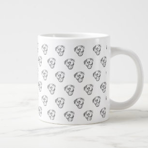 Caneca De Café Grande desenho pitbull simples amantes de cães preto bran