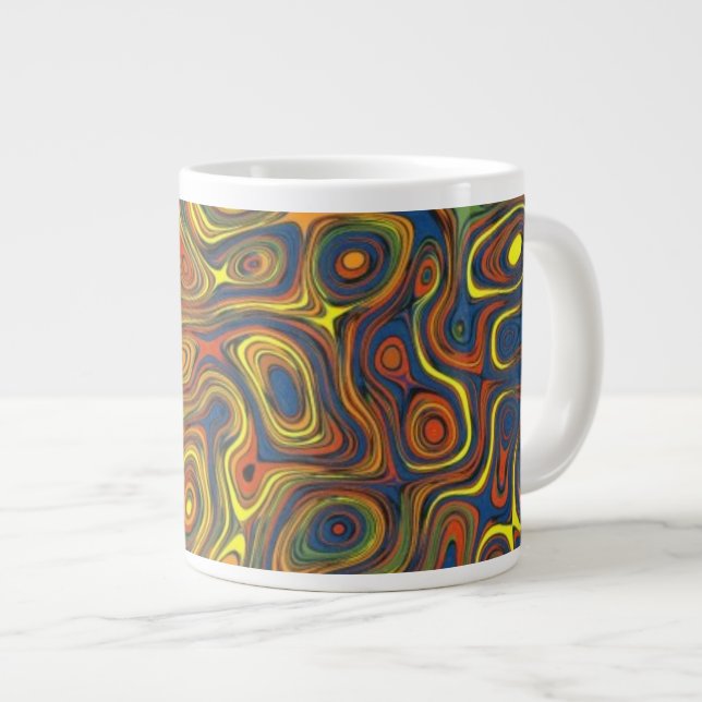 Caneca De Café Grande Desenhos Loucos, Desenho Abstrato, Mugão de Tamanh (Frente Esquerda)
