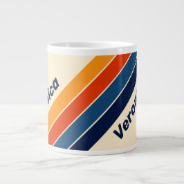 Caneca De Café Grande Desert Retro Rainbow Striped with Name