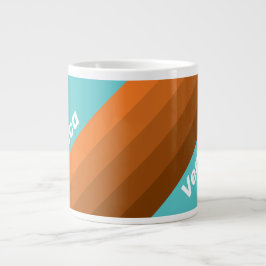 Caneca De Café Grande Desert Teal Stripes with Name