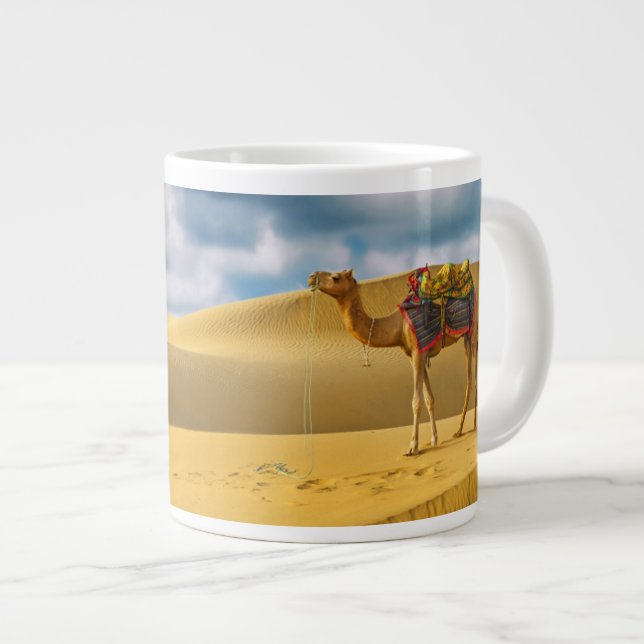 Caneca De Café Grande Desertos | Camelo Thert Rajasthan India (Frente Esquerda)