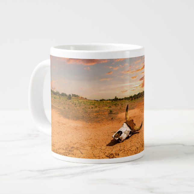 Caneca De Café Grande Desertos | Deserto com Crânio de Vaca (Frente Esquerda)