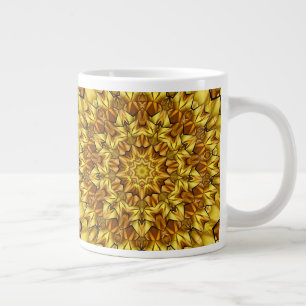 Caneca De Café Grande Design abstrato antigo do ouro Mandala - 63495