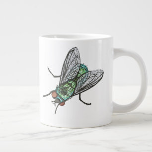 Caneca De Café Grande Design de bordado de máquina de mosca verde realis
