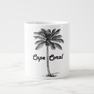 Caneca De Café Grande design de Cabo Verde e Palm, preto e branco