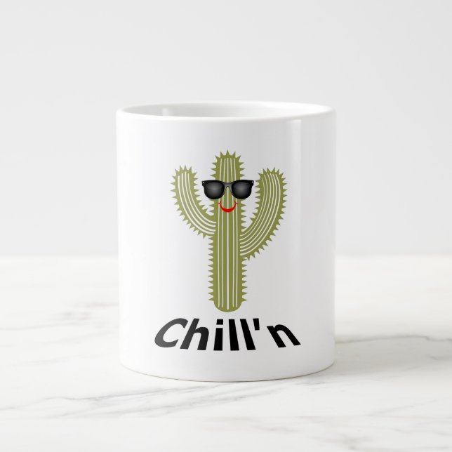Caneca De Café Grande Design de Cactus Chill - Jumbo Mug (Frente)