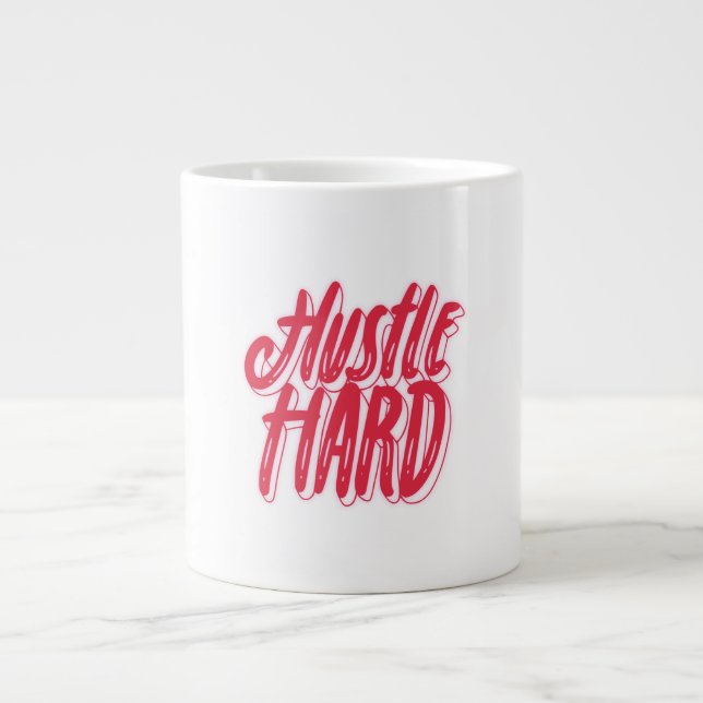 Caneca De Café Grande Design de citação de Hustle e Heart (Frente)