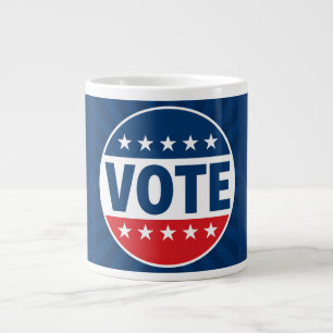 Caneca De Café Grande Design de Crachá de Campanha VOTE Bold