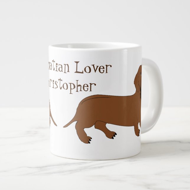 Caneca De Café Grande Design de Dachshund Personalizado (Frente Esquerda)