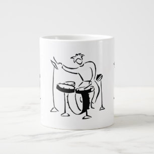 Caneca De Café Grande design de esboço do tambor abstrato bw do conjunt