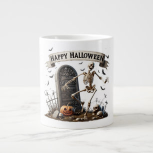Caneca De Café Grande Design de Esqueleto Dançante de Halloween