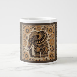 Caneca De Café Grande Design de Estilo Vintage de Elefante em Batik, Ele