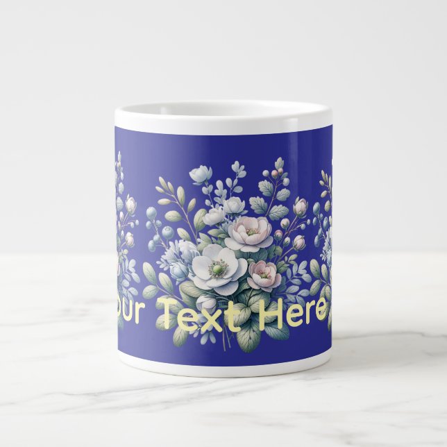 Caneca De Café Grande design de flores personalizado (Frente)