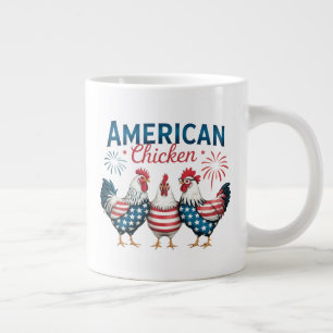 Caneca De Café Grande Design de Frango Patriótico Americano de 4 de Julh