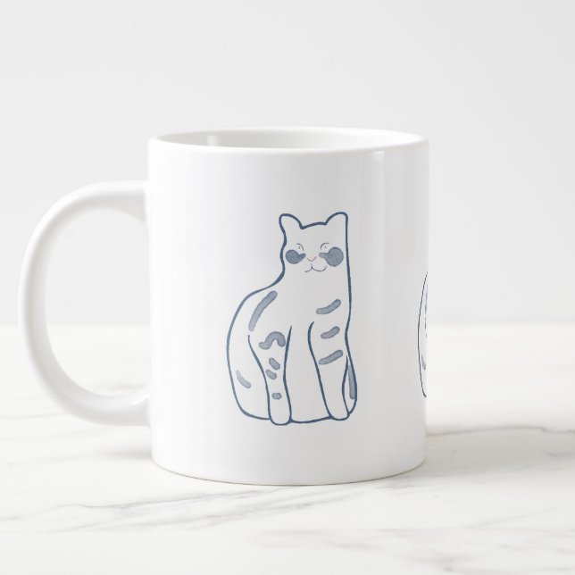 Caneca De Café Grande Design de Gato Elegante (Esquerda)