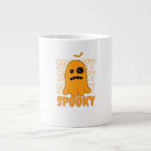 Caneca De Café Grande Design de Halloween Fantasma Laranja Fofo da Tempo