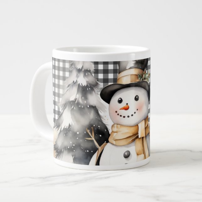 Caneca De Café Grande Design de inverno do Natal preto (Frente Esquerda)