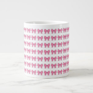 Caneca De Café Grande Design de Laço Rosa Fofo – Laço Kawaii Feminino