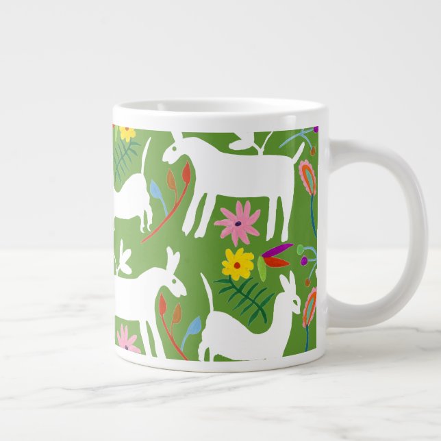 Caneca De Café Grande Design de Otomi Moderno | Llama Donkey Design (Direita)