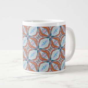 Caneca De Café Grande Design de padrão exclusivo em ferrugem, azul-turqu