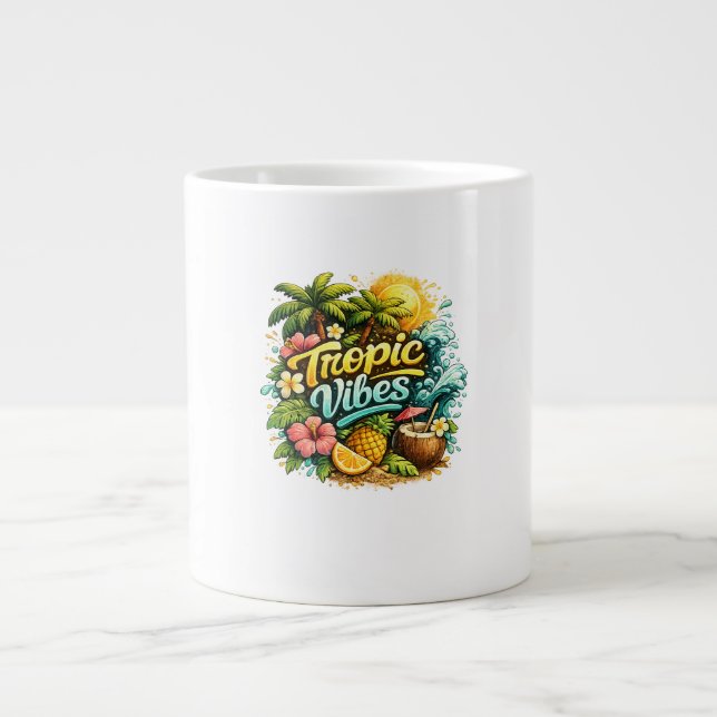 Caneca De Café Grande Design de Paraíso Tropical Tropic Vibes (Frente)