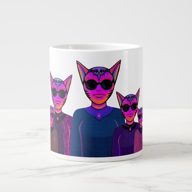 Caneca De Café Grande Design de personagens felinos (Frente)