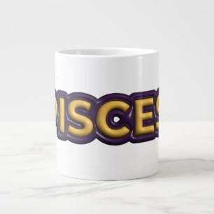 Caneca De Café Grande Design de Texto do Signo de Peixes