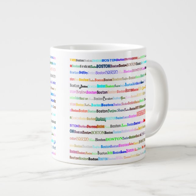 Caneca De Café Grande Design de texto II de Boston Specialty Mug II (Frente Esquerda)