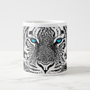 Caneca De Café Grande design de Tigre Azul Preto E Branco