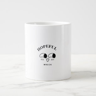 Caneca De Café Grande Design de Tipografia Minimalista Nau Esperançosa