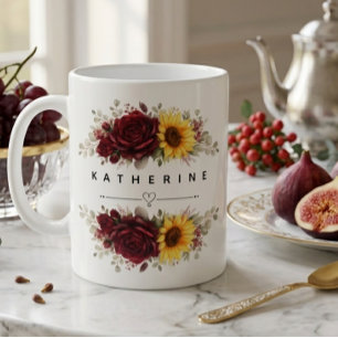 Caneca De Café Grande Design de Título Floral Moderno Estético Elegante